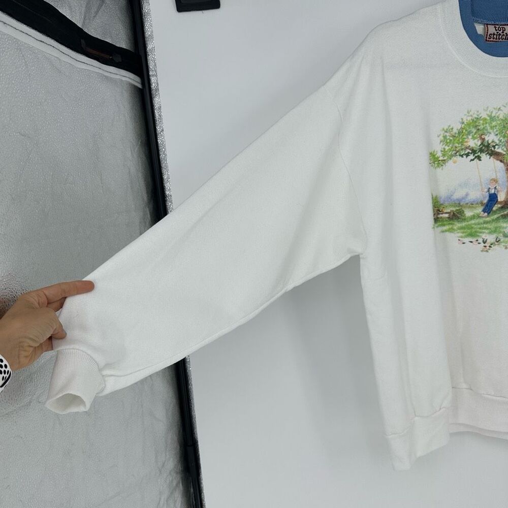 Vintage 90 Top Stitch Sweatshirt Graphic Embroidered Countryside Tree XL USA - Picture 9 of 12